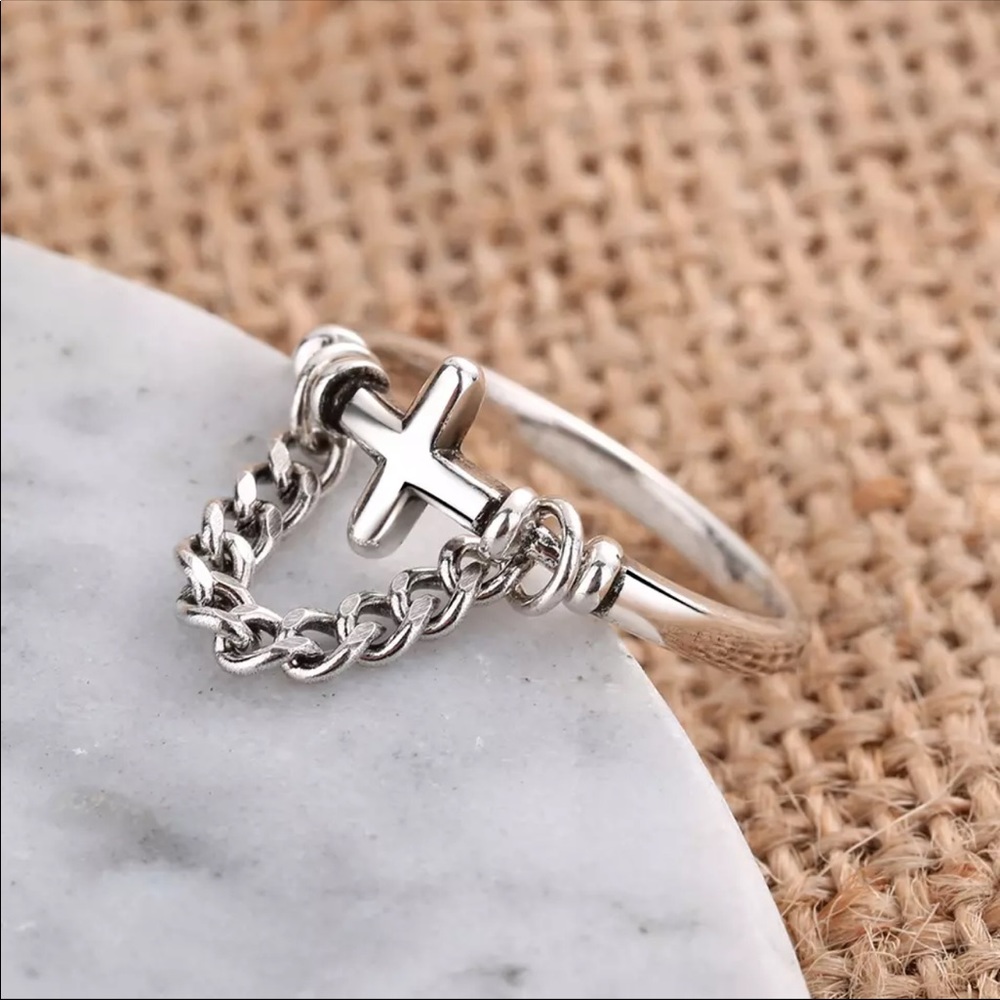 925 sterling silver cross sign ring - Picture 3 of 4